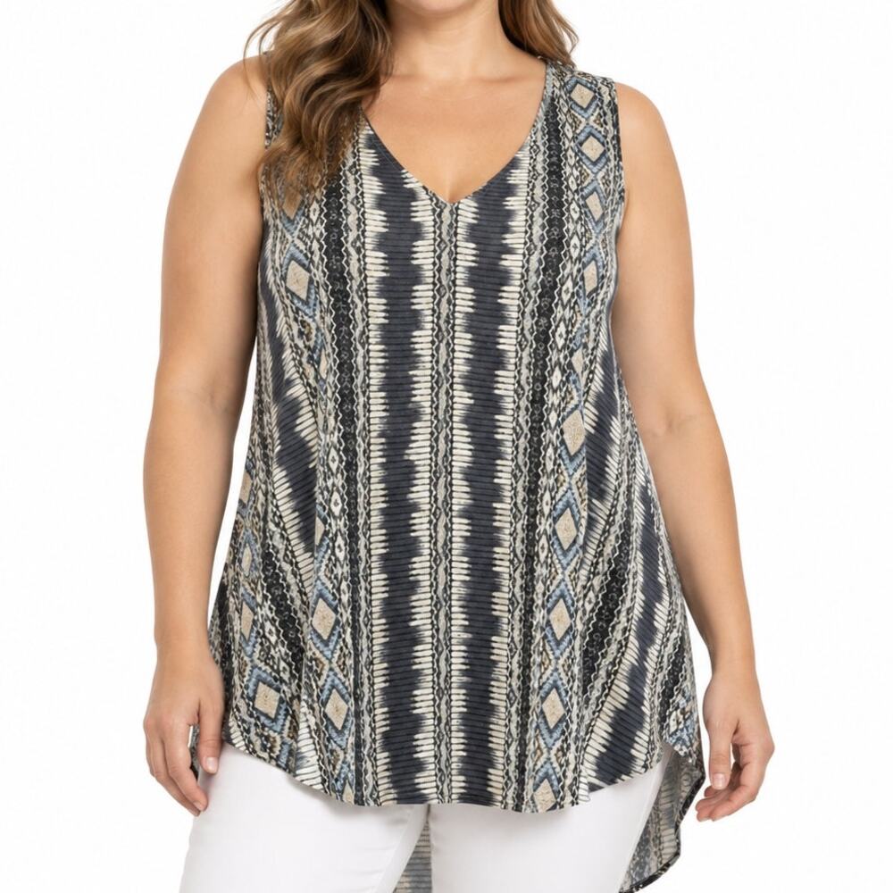 Cato Flowy Sleeveless Boho Tunic Blouse L